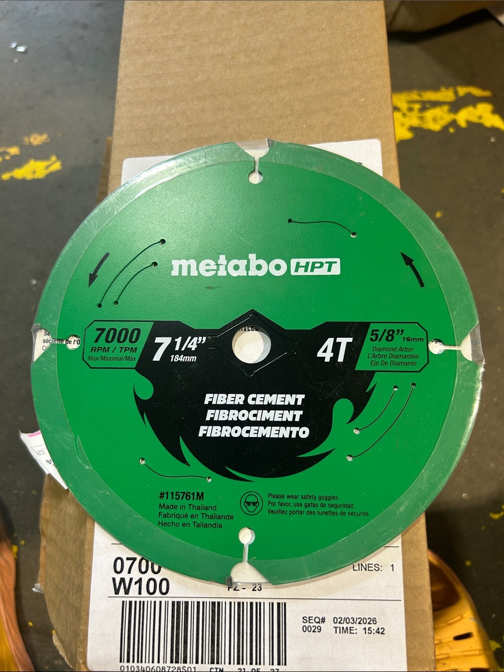 7-1/4" 4T Diamond Blade in Green for Fiber Cement